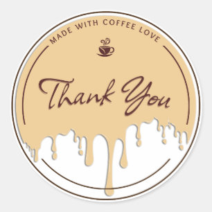 Made With Coffee Love Thank You Sticker