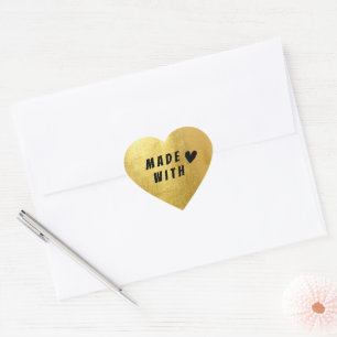 Made With Gold Paper Sealing Heart Sticker