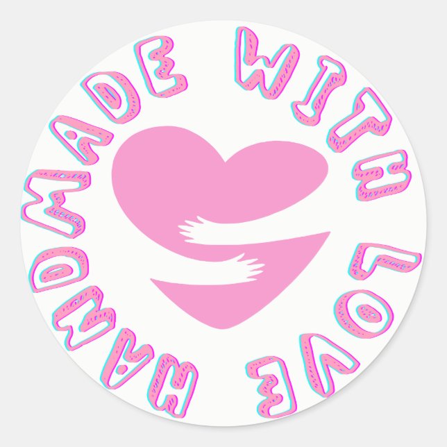Made with love arms wrapped around heart sticker  (Front)