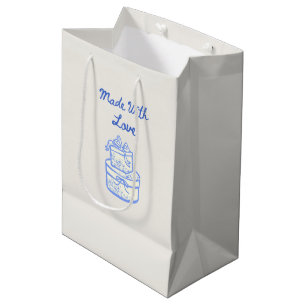 Made With Love Blue And White Wedding Favour Medium Gift Bag