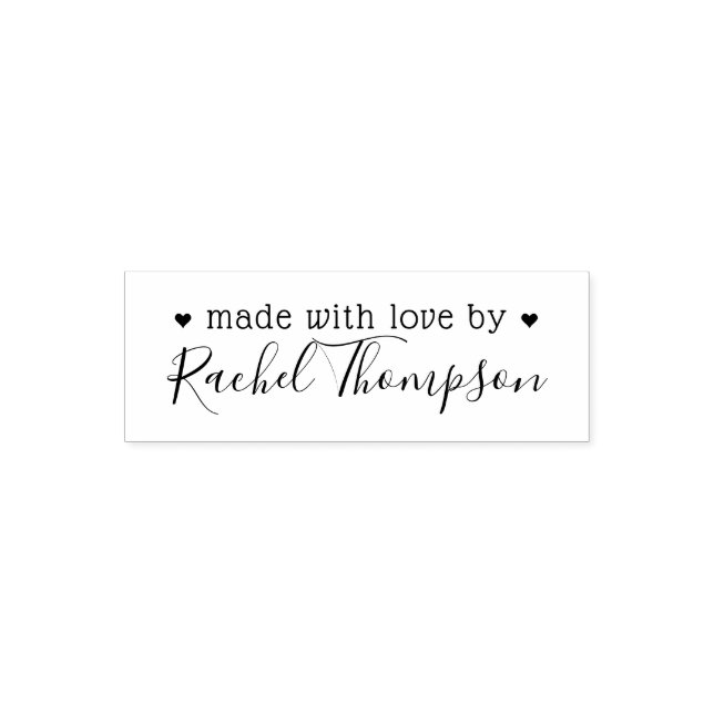 Made With Love By Custom Script Name Personalized Self-inking Stamp (Design)