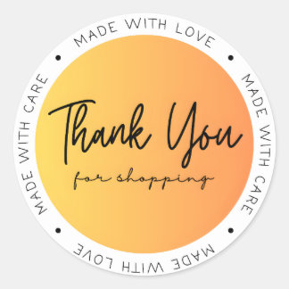Made with love & Care thank you Classic Round Sticker