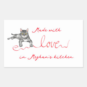 Made With Love Cat with Ribbon Sticker