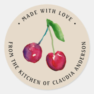 Made With Love Cherry Round Packaging Sticker