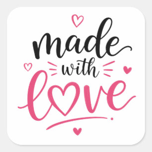 Made with Love Chic Graphic Sheet of Square Sticker