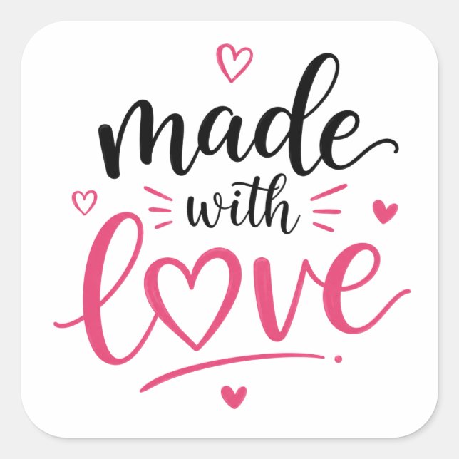 Made with Love Chic Graphic Sheet of Square Sticker (Front)