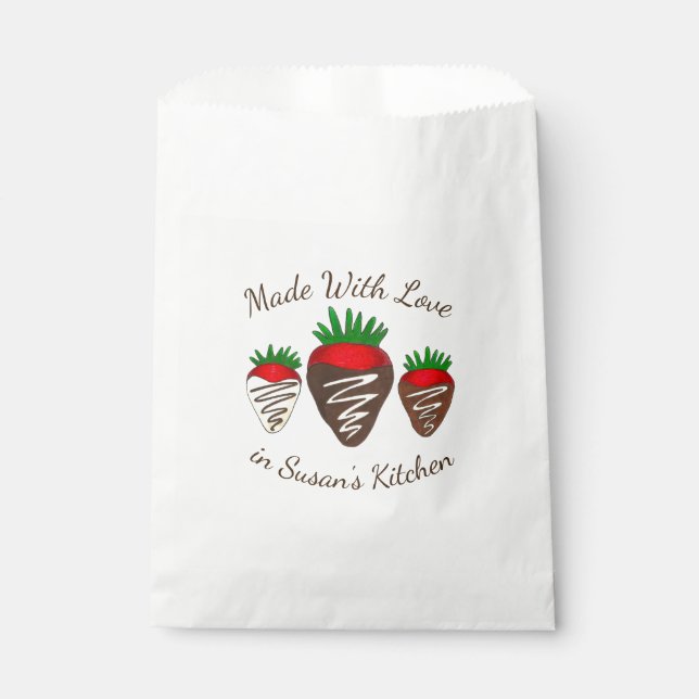 Made With Love Chocolate Dipped Strawberries Favour Bag (Front)