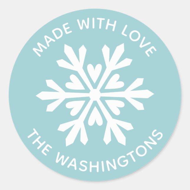 Made with Love Christmas Snowflake Sticker (Front)