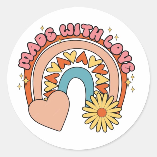 made with love classic round sticker (Front)