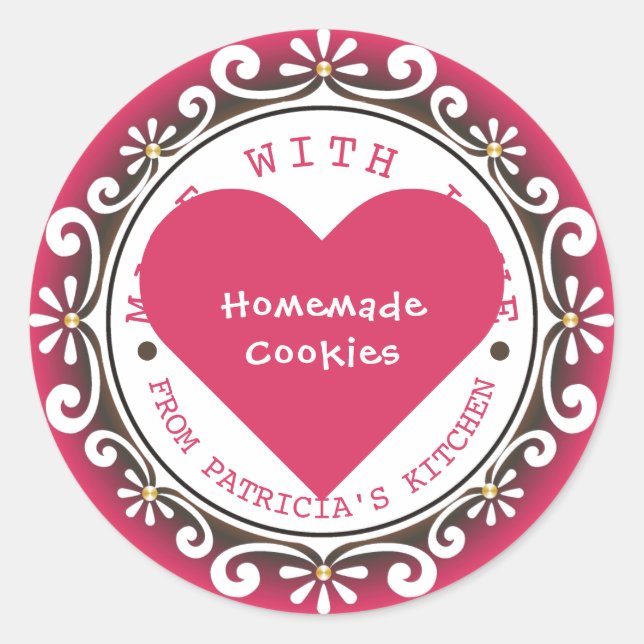 Made With Love Cookies From The Kitchen Of Pink Classic Round Sticker (Front)