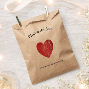 Made with Love • Crimson Red Heart Handmade Favour Bag