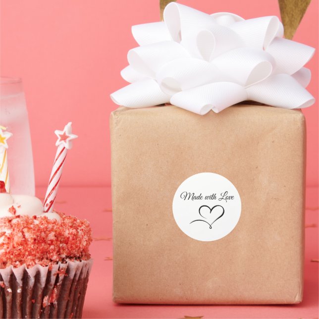 Made with Love Custom Round Sticker for Packaging (Party)