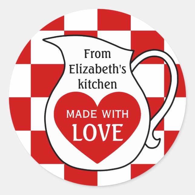 Made with love cute pitcher design classic round sticker (Front)