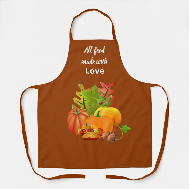 Made with Love Fall Season Pumpkin  Apron (Front)