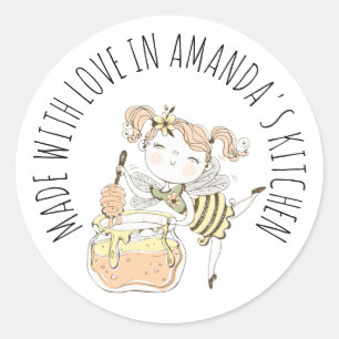 Made With Love Floral Classic Round Sticker