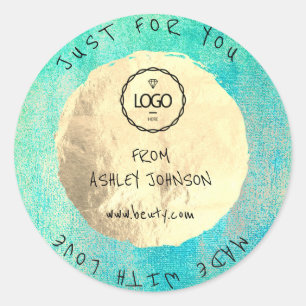 Made With Love For You Name Ocean Logo Gold  Classic Round Sticker