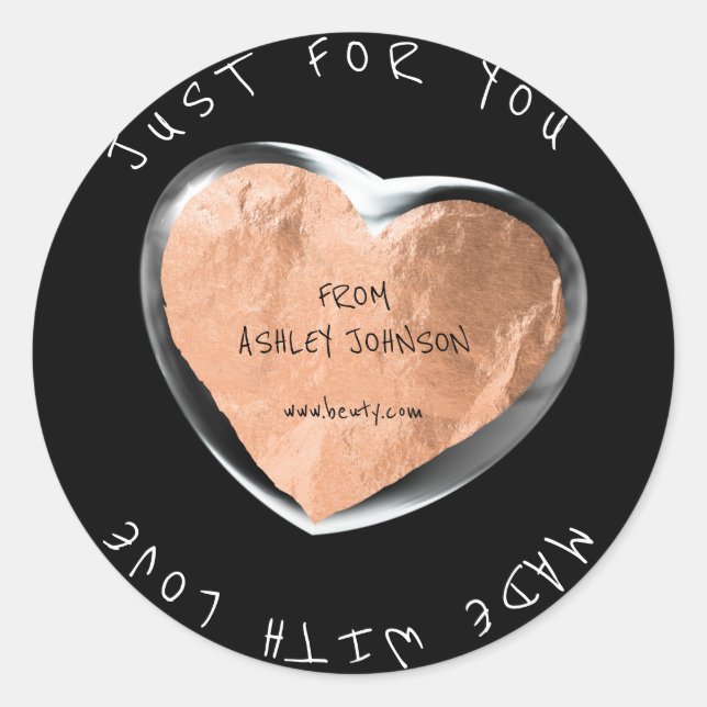 Made With Love For You Name Rose Copper Bubble Classic Round Sticker (Front)