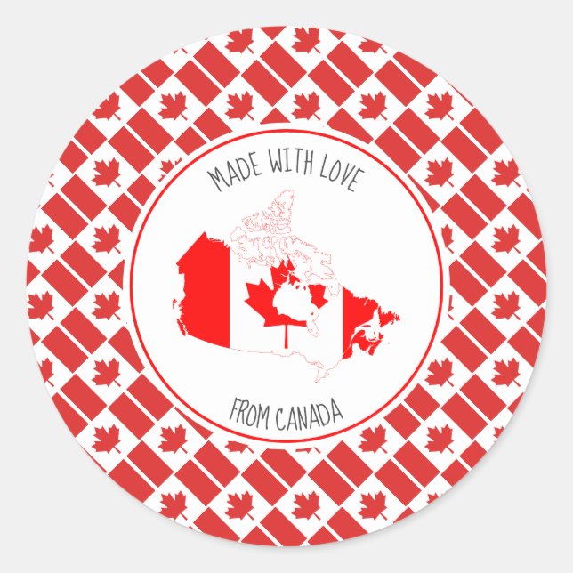 Made With Love From CANADA FLAG Canadian Map Classic Round Sticker (Front)