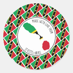 Made With Love From ST KITTS NEVIS FLAG Kittitian Classic Round Sticker