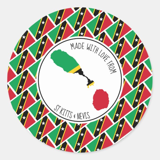 Made With Love From ST KITTS NEVIS FLAG Kittitian Classic Round Sticker (Front)