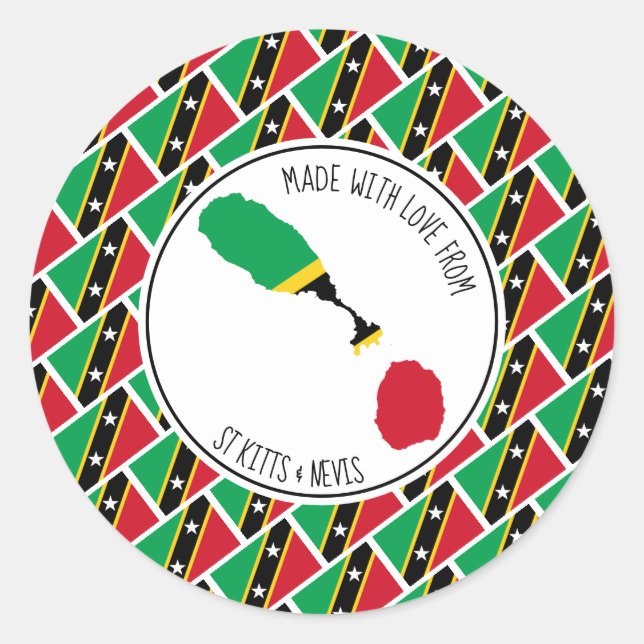 Made With Love From ST KITTS NEVIS FLAG Kittitian Classic Round Sticker (Front)