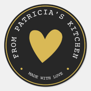 Made With Love From The Kitchen Of  Black Gold Classic Round Sticker