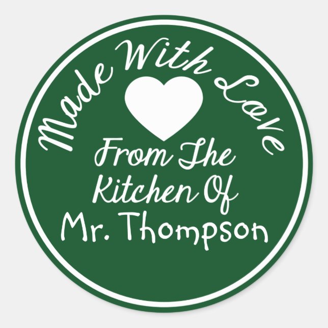 Made With Love From The Kitchen Of Classic Round Sticker (Front)