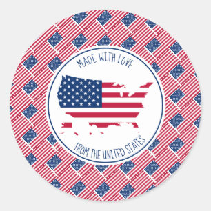 Made With Love From USA AMERICA Flag Classic Round Sticker