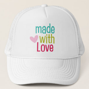 Made with Love funny cute heart saying hat