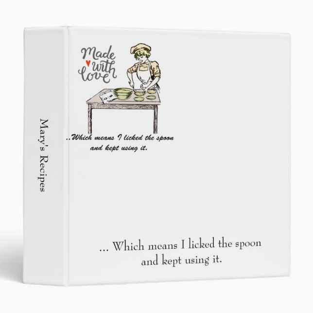 Made With Love | Funny Personalized Recipe Binder (Front/Spine)