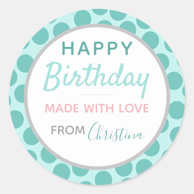 Made With Love Happy Birthday Sticker (20) (Front)