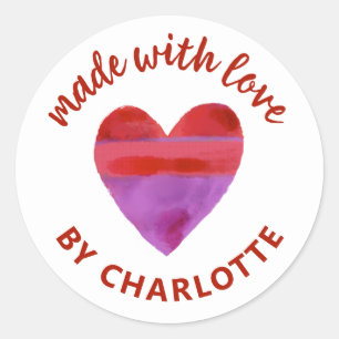 Made With Love Heart Classic Round Sticker