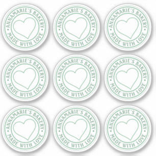 Made with Love Heart Homemade Business Green Clear