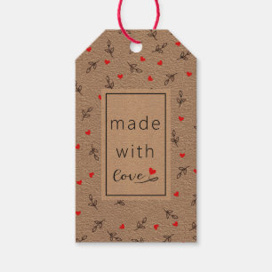 Made With Love Heart On Kraft Paper Gift Tag
