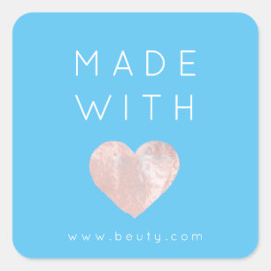 Made With Love Heart Pink Web Name Simply Rose Blu Square Sticker