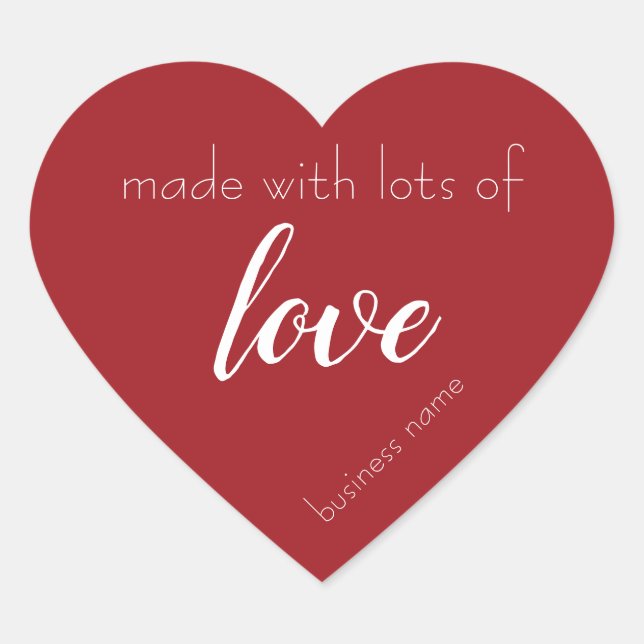 Made with Love Heart Shape Product Label (Front)