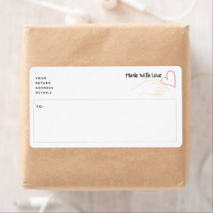 Made with love heart shipping label