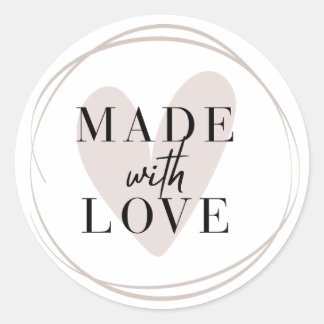 Made With Love Heart Small Business Classic Round Sticker