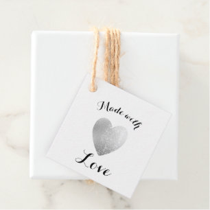 Made with Love Heart Stamp Faux Silver Foil Favour Tags