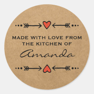 Made with Love Hearts Arrows Kitchen Paper Classic Round Sticker