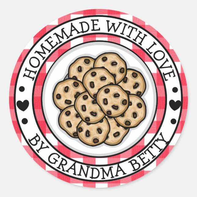 Made with Love, Homemade Chocolate Chip Cookies  Classic Round Sticker (Front)