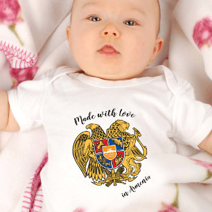 Made with Love in Armenia / Armenian flag Baby Bodysuit