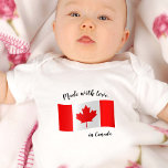 Made with Love in Canada / Canadian flag Baby Bodysuit<br><div class="desc">Baby Bodysuit (0-24M): Elegant text "Made with Love in Canada" & Canadian flag for patriots,  baby shower,  newborn / little travelers</div>