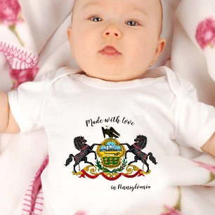 Made with Love in Pennsylvania / flag, State USA Baby Bodysuit