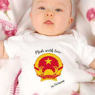 Made with Love in Vietnam / Vietnamese flag Baby Bodysuit