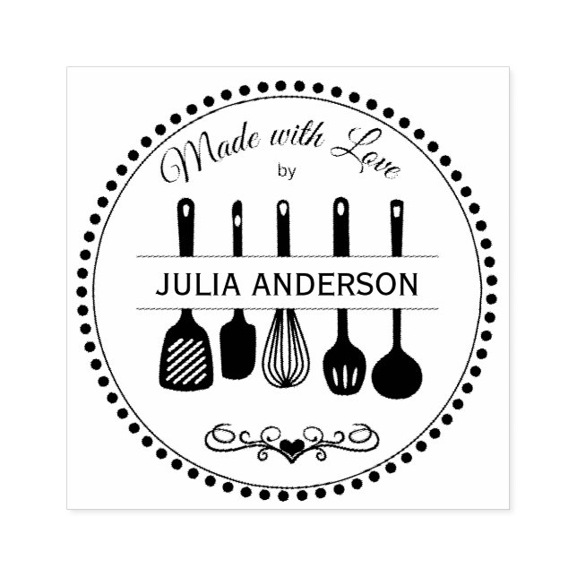 Made With Love Kitchen Utensils Rubber Stamp (Imprint)