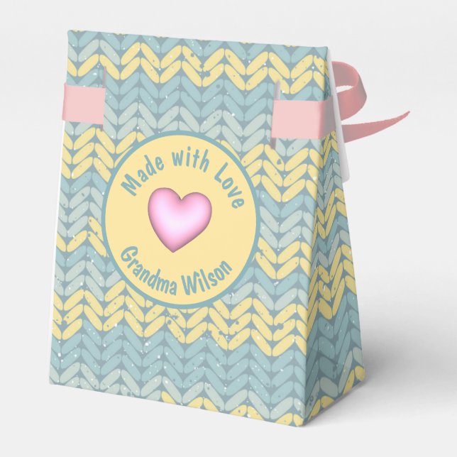 Made with Love Knitted Crochet Yarn Custom Favour  Favor Box (Back Side)