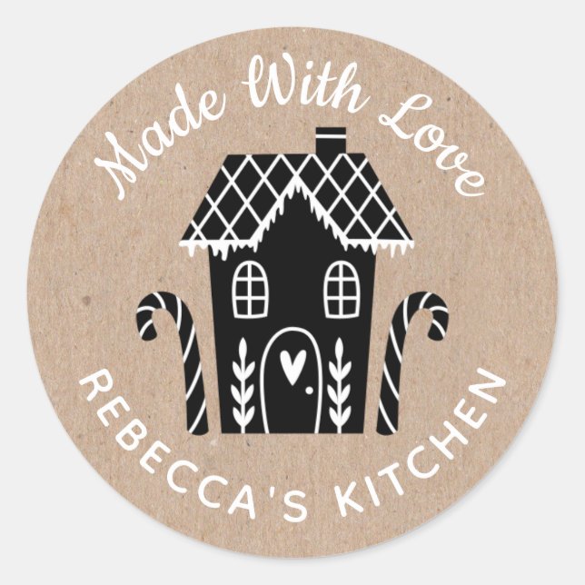 Made With Love Kraft Christmas Classic Round Stick Classic Round Sticker (Front)