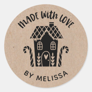 Made With Love Kraft Christmas Classic Round Sticker