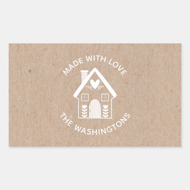 Made with Love Kraft Christmas House Sticker (Front)